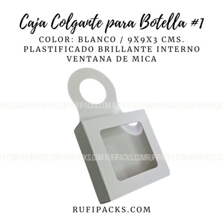 CAJA COLGANTE PARA BOTELLA #1 Blanco 9x9x3 cms.