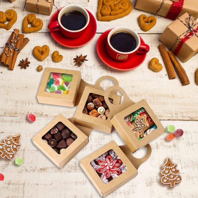 CAJA COLGANTE PARA BOTELLA #1 Kraft 9x9x3 cms.