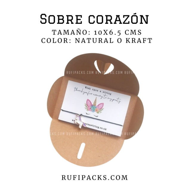 SOBRE PARA TARJETA CORAZÓN KRAFT 10X6.5 CMS.