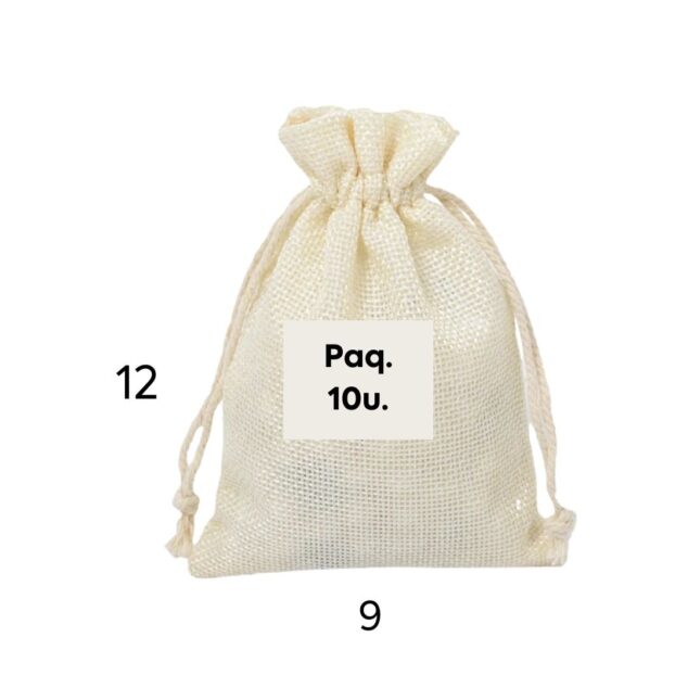 BOLSA DE YUTE IMPORTADO COLOR HUESO/CREMA 9X12CMS. PAQ. X 10U.