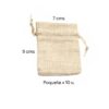 BOLSA DE YUTE IMPORTADO COLOR NATURAL 7X9CMS. PAQ. X 10U.