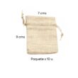 BOLSA DE YUTE IMPORTADO COLOR NATURAL 7X9CMS. PAQ. X 10U.