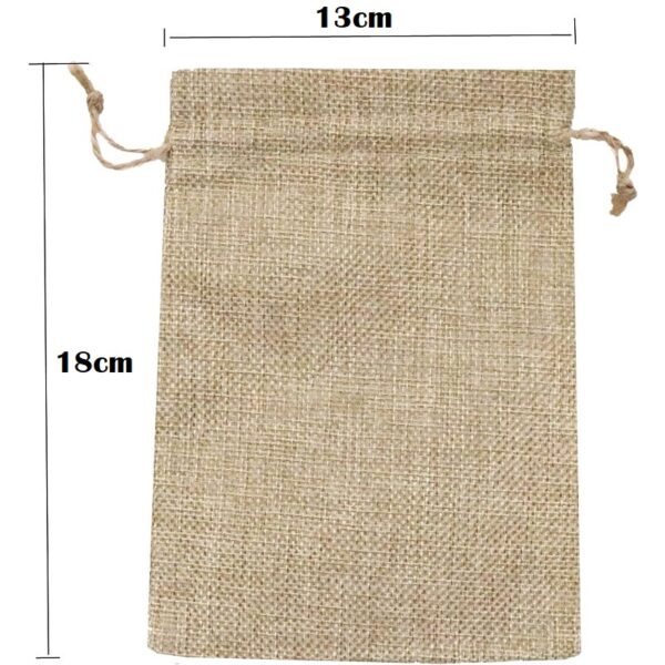 BOLSA DE YUTE IMPORTADO COLOR NATURAL 13X18CMS. PAQ. X 10U.