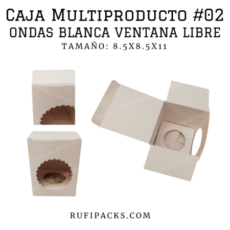 CAJA MULTIPRODUCTO #02 ONDAS BLANCA VENTANA LIBRE 8.5X8.5X11