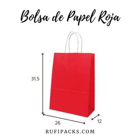 Bolsa de papel Color Rojo para Regalo 26x31.5x12cms.