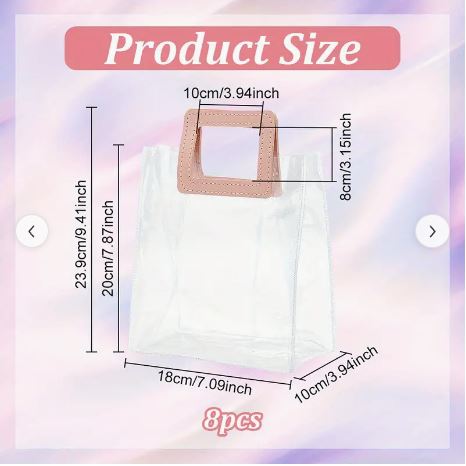BOLSA ASA CUADRADA CUERINA VINO – PVC TRANSPARENTE 17.5x20X9.5