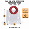 BOLSA ASA REDONDA CUERINA VINO - PVC TRANSPARENTE 17.5x20X9.5