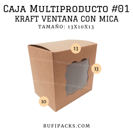 CAJA MULTIPRODUCTO #01 KRAFT VENTANA CON MICA