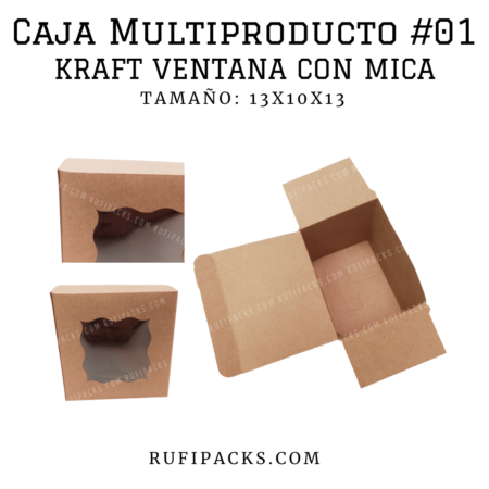 Caja multiproducto #01 con mica, dimensiones 13 x 10 x 13 cm.