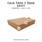 Caja resistente tapa y base, dimensiones 25 x 17.5 x 5 cm en color kraft.