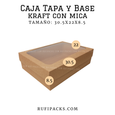 CAJA TAPA Y BASE 30.5x22x8.5 KRAFT CON MICA