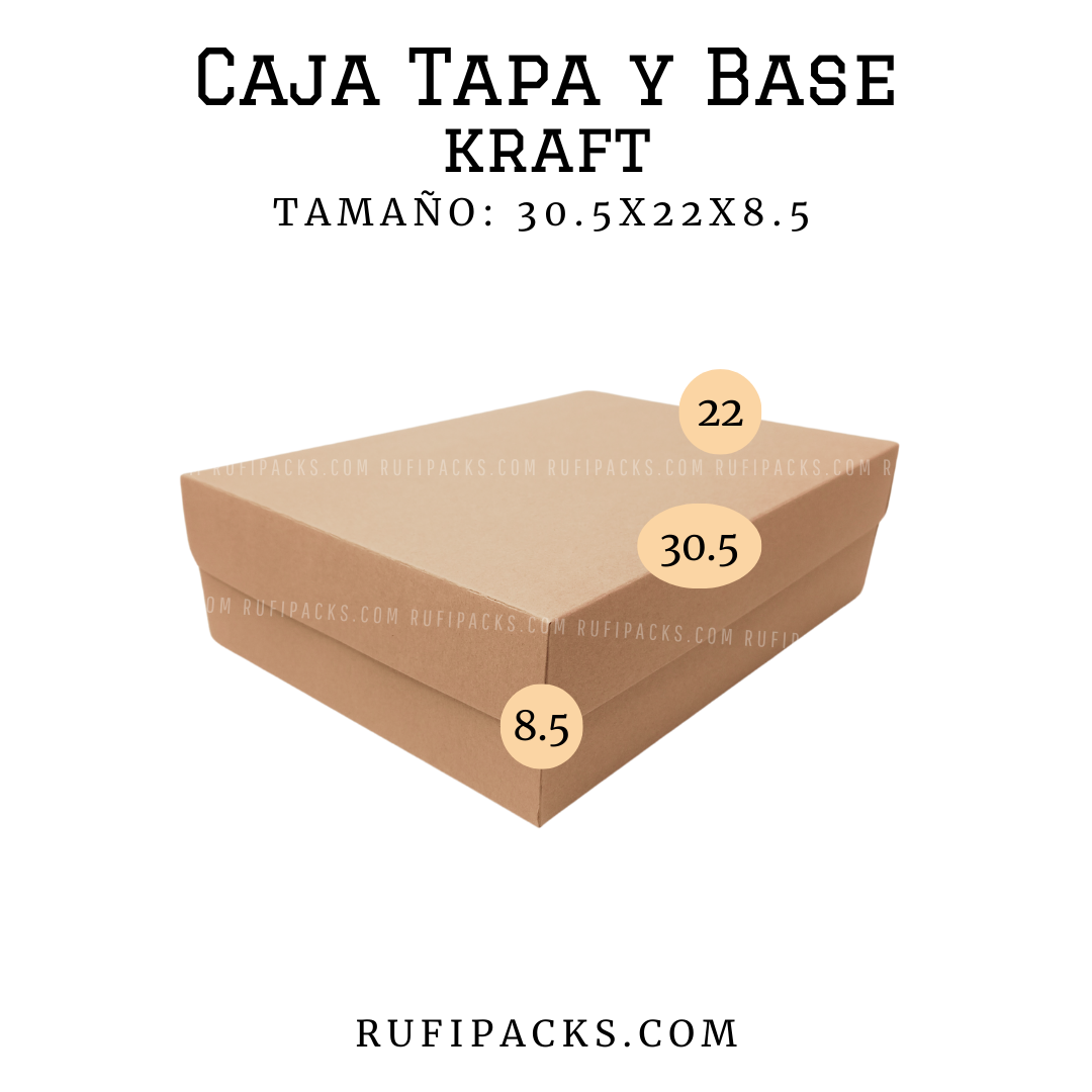 CAJA TAPA Y BASE 30.5X22X8.5 KRAFT - Rufipacks.com