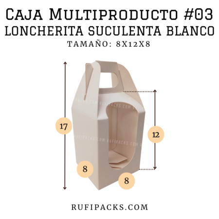 CAJA MULTIPRODUCTO #03 LONCHERITA SUCULENTA BLANCO