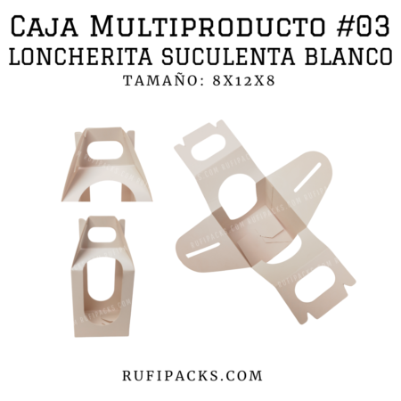 Caja Multiproductos modelo loncherita en color blanco.