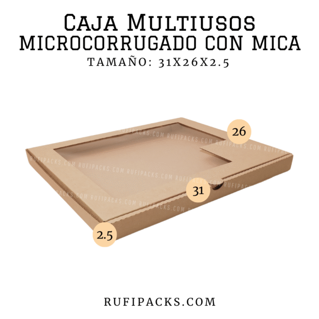CAJA MULTIUSOS MICROCORRUGADO CON MICA 31X26X2.5