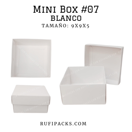 Mini Box #07 modelo caja tapa y base en color blanco por ambos lados.