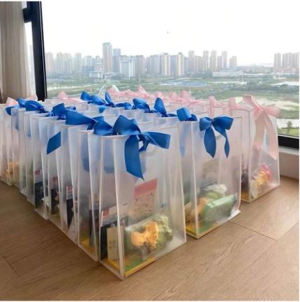 BOLSA TRANSPARENTE BORDE BLANCO 22X30X11 CMS