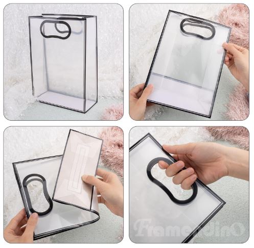 BOLSA TRANSPARENTE BORDE BLANCO 22X30X11 CMS