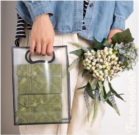 BOLSA TRANSPARENTE BORDE BLANCO 22X30X11 CMS