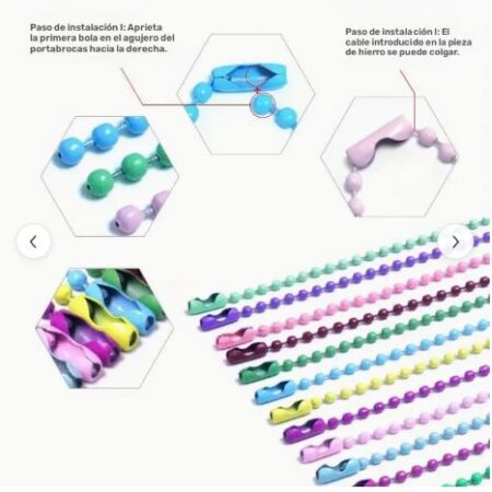 Cadena de Bolitas de Colores para Llaveros y Hang Tags 12 cms. Paquete x 25 u.