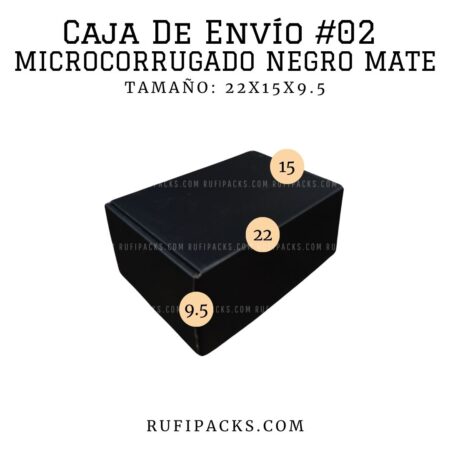 CAJA DE ENVIO #02 22X15 X 9.5 cms. CAJA NEGRA PREMIUM CAJA COLOR NEGRO PLASTIFICADO MATE