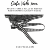 CINTA ESCOCESA VICHI 7mm CUADROS NEGRO CON BLANCO X 10 METROS (copia)