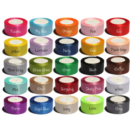 CINTA SATINADA COLORES 1 CMS X 22.8 M X 1 ROLLO