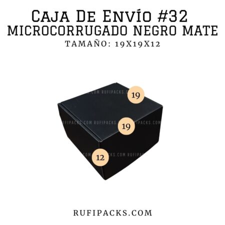 CAJA DE ENVIO #32 19X19X12 cms. CAJA NEGRA PREMIUM CAJA COLOR NEGRO PLASTIFICADO MATE